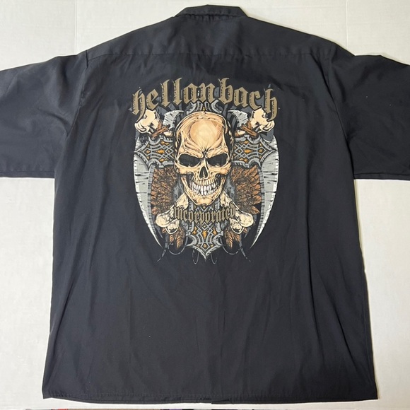 Dickies Men’s button up shirt Hellanback Incorporated size 3xl Black skull print - Picture 2 of 16